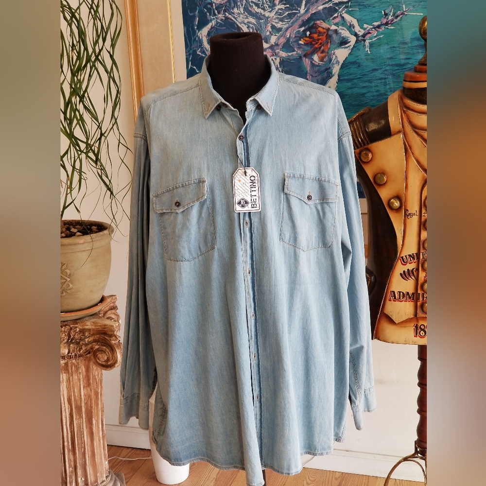 Bettino Light & Soft Wash Denim Button-Up Shirt